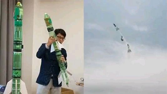 z6810d1934c877c07e4a97aa37e51bbd5 ペットボトルロケット発射！湧き上がる生徒たちの歓声